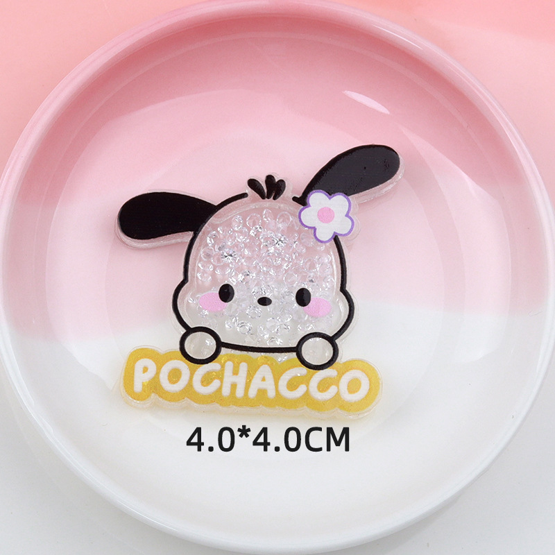 Factory Wholesale Sanrio Double-Layer Acrylic Quicksand Patch DIY Handmade Hair Clips Hair Ring Accessories Mobile Phone Decoration
