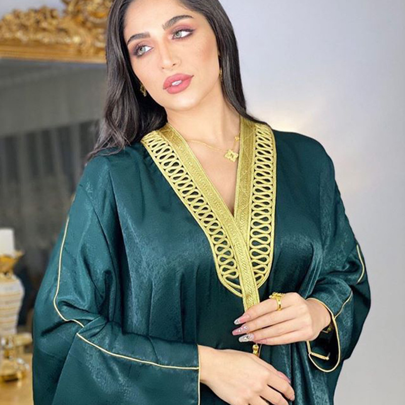 Ab015 Arab Dubai Muslim Turkey Batwing Sleeve Robe Cardigan Abaya Long Muslim Women's Wear