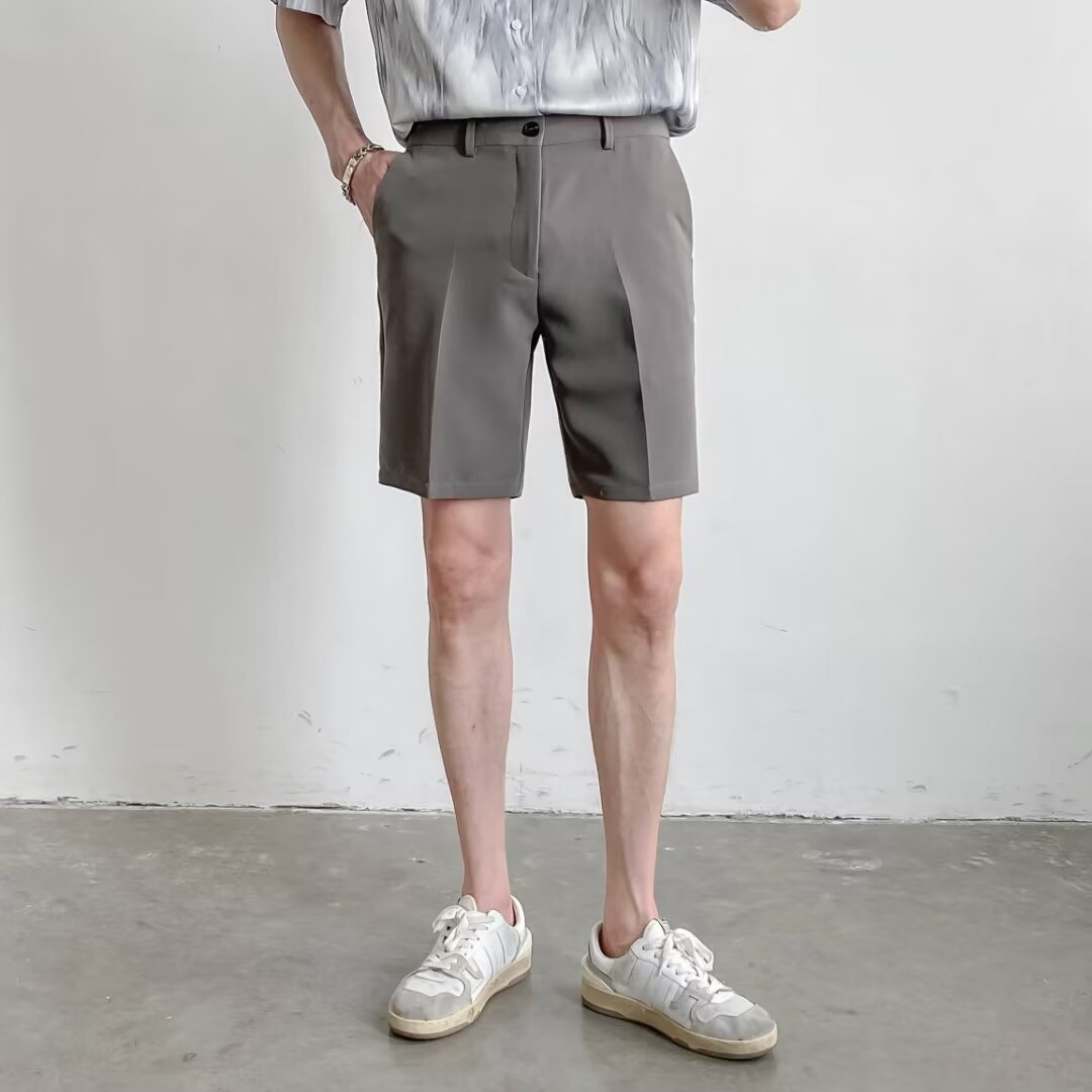 轻熟风夏季新款韩版修身直筒五分裤抗皱短裤男士帅气休闲西装短裤