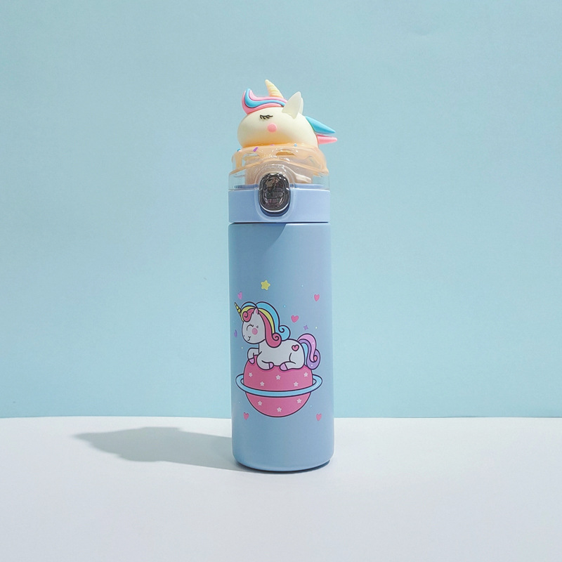 Factory Direct Sales Cross-Border Thermos Cup Handmade Cartoon Doll Big Unicorn Pea Cover 304 Stainless Steel Straight Body Bottle
