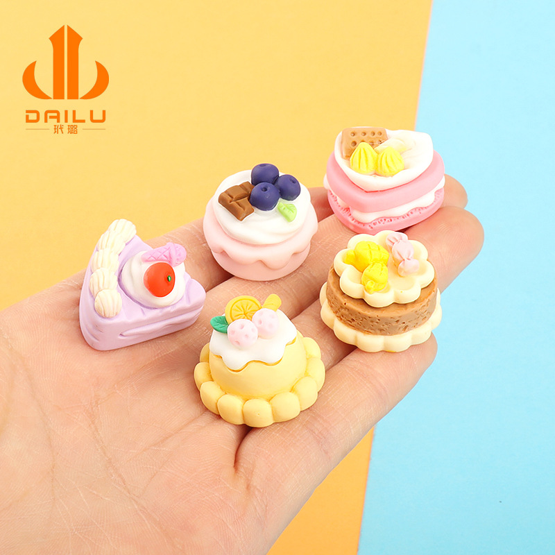new strawberry three-dimensional cake candy toy children‘s fun diy cream glue homemade phone case ornament resin accessories wholesale
