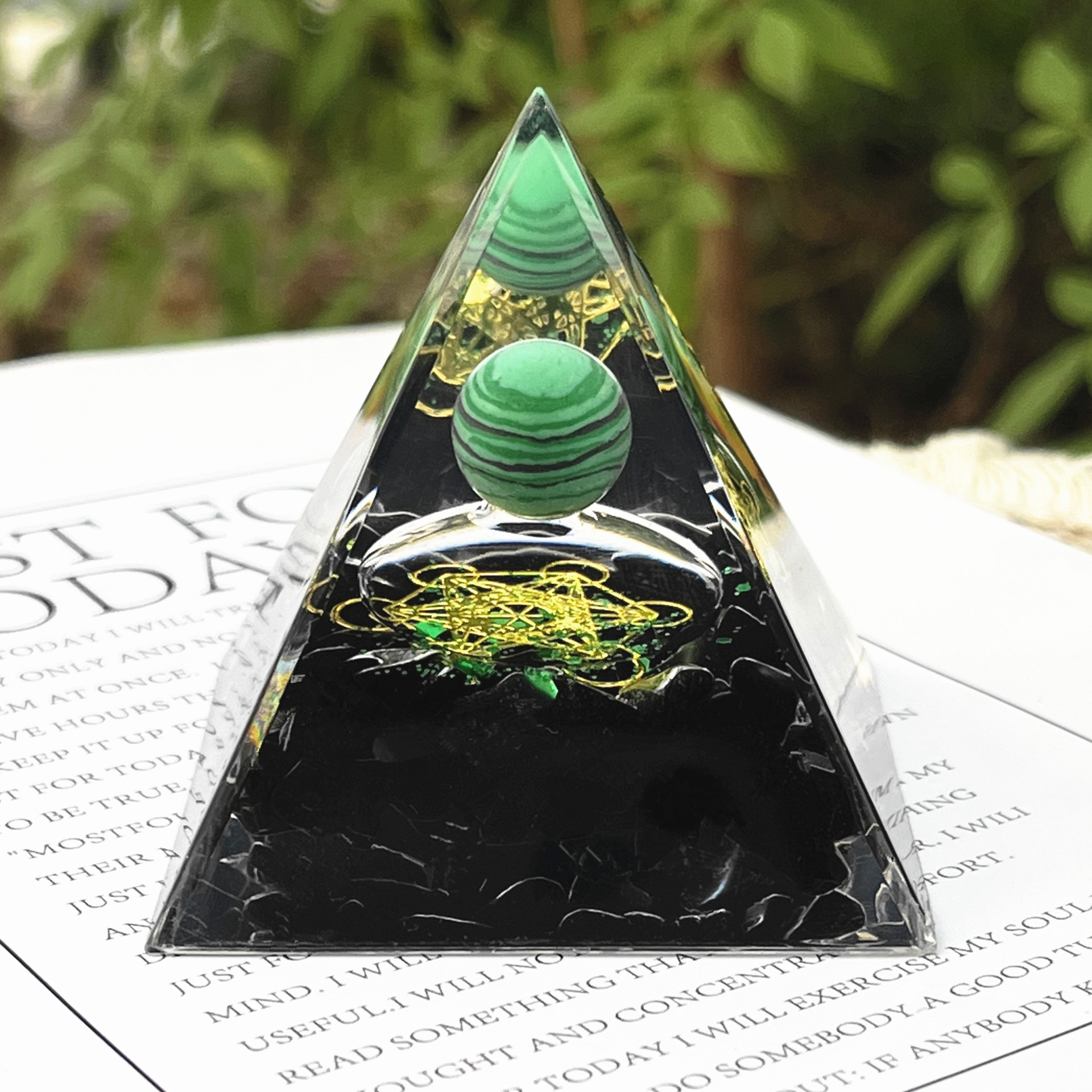 cross-border pyramid ornament crystal ball resin epoxy glue desktop and car-mounted home crafts gift