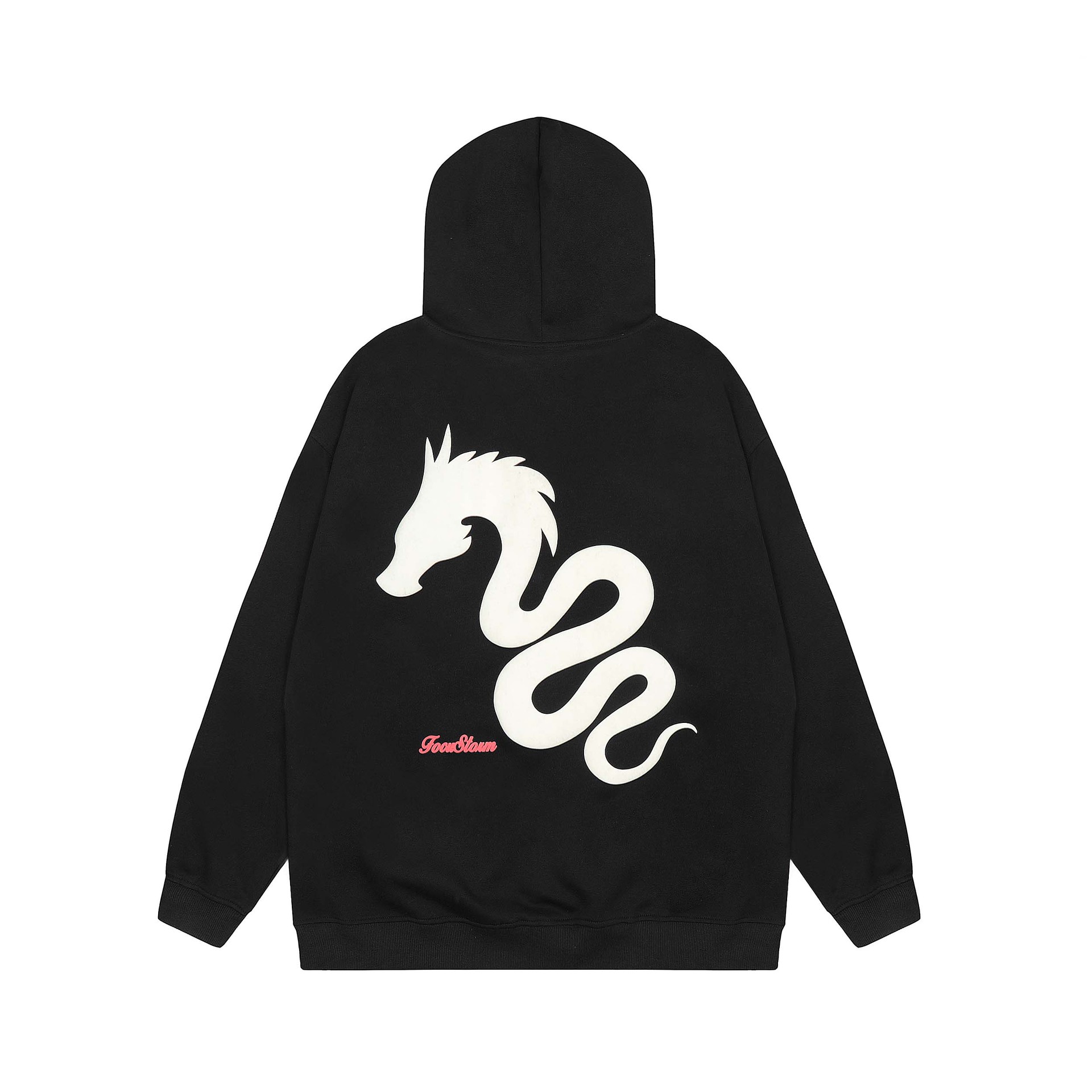 国潮街头神龙字母印花连帽卫衣男女同款潮牌宽松休闲套头帽衫