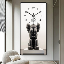 方形挂钟简约客厅暴力熊现代潮牌挂钟表创意卡通静音时钟挂墙家用