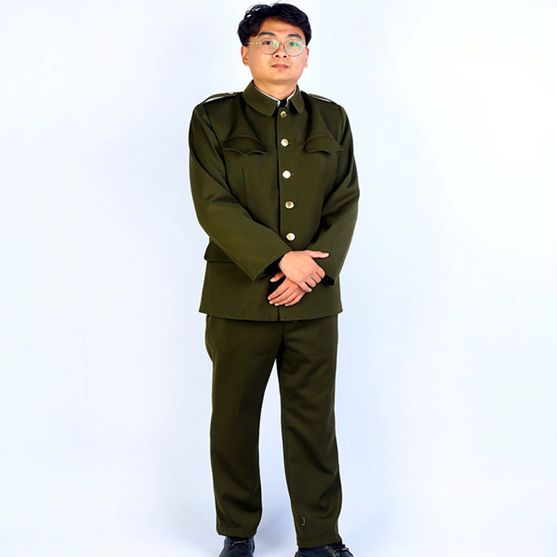 批发正品87校官马裤呢冬常服老式中山装毛呢中山服军绿马裤呢套装