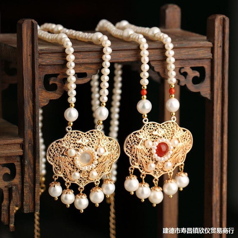 保色项圈汉服古风儿童项链女童古装配饰日常宋风璎珞锁明制吊坠