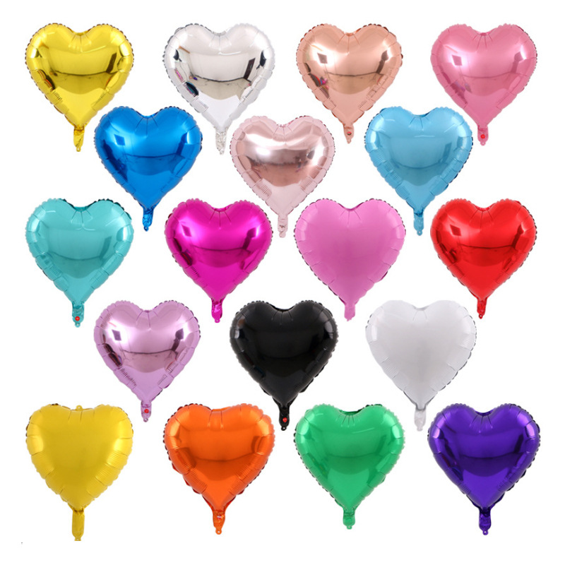 18-Inch Monochrome Aluminum Film Heart-Shaped Balloon Wedding Party Love Balloon Supplies Wholesale Aluminum Film Balloon Aluminum Foil