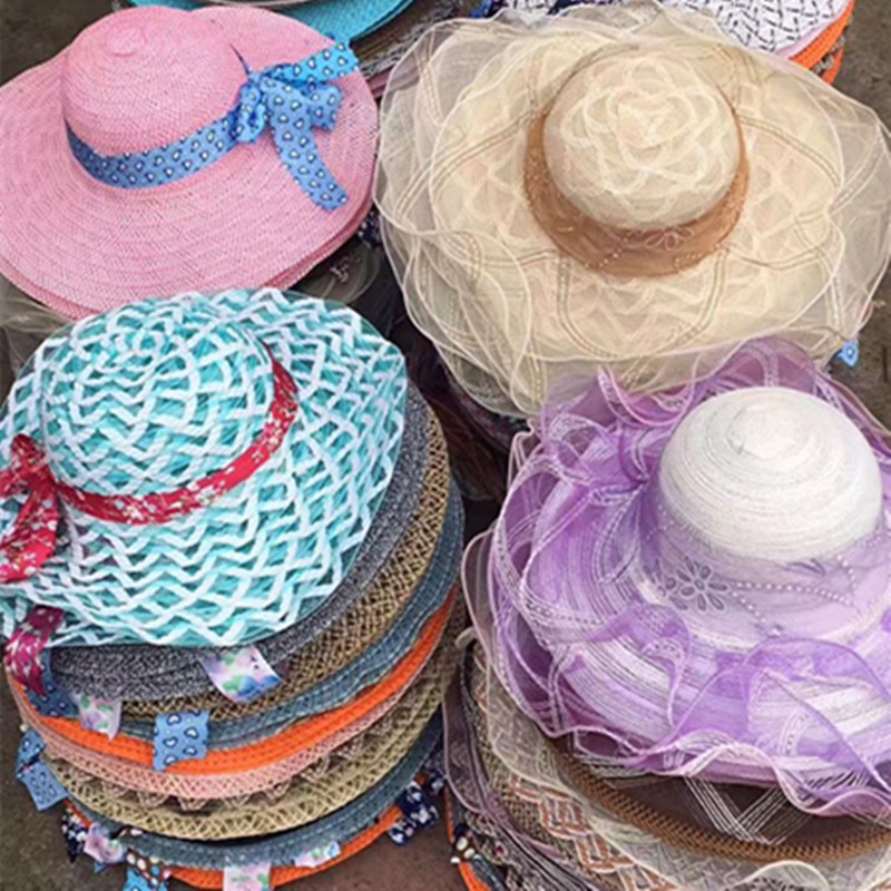 Summer Stall Night Market Hot Sale 5 Yuan Model Straw Hat Ladies 5 Yuan Model Summer Hat Sun Hat