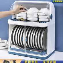 家用消毒碗架碗筷收纳盒带盖碗碟架放餐具双层置物架塑料沥水碗柜