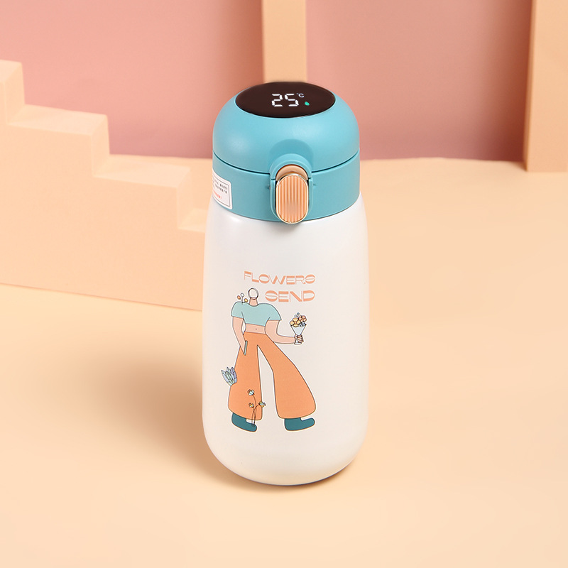 Chubby Pier 316 Stainless Steel Intelligent Temperature Children's Thermos Mug Cartoon Pea Cup LED Touch Display Temperature Cup