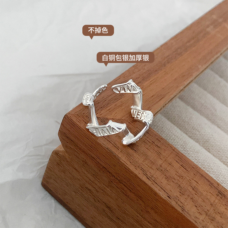 Zhiyun Argent Pur Letters Niche Design Ring Fashion Personalized Opening 924 Sterling Silver Ring Non-Fading Wholesale