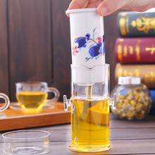 康韵功夫茶具玻璃双耳泡茶器透明家用耐热泡红茶茶具陶瓷过滤茶壶