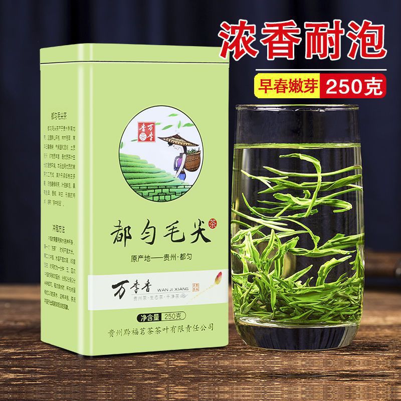万季香 贵州茶叶都匀毛尖2023新茶特级炒青绿茶盒装散装春茶250g