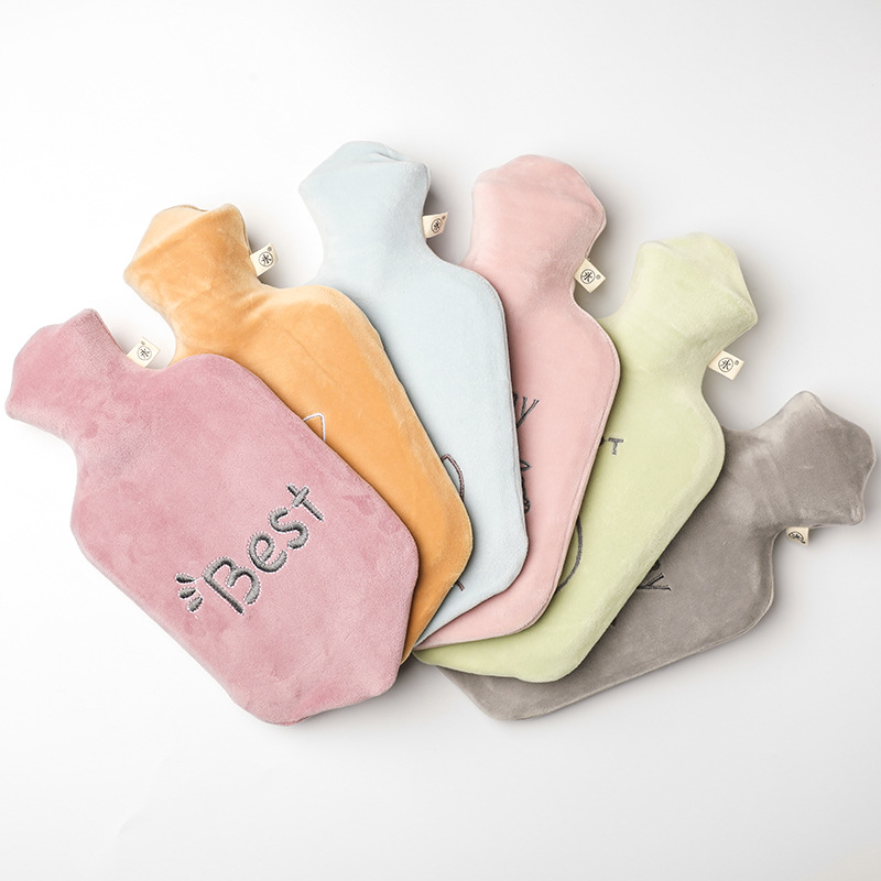 Cross-Border Supply Plush Hot Water Bag Water Injection Hot Water Bottle Rubber Explosion-Proof Warm Belly Hot Compress Cartoon Plush Hot Water Bag