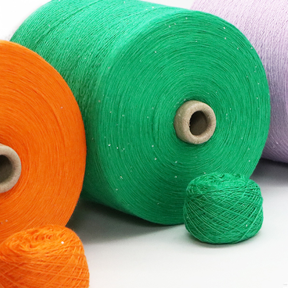 缯隆2/28珠片包芯纱闪光亮片纱线 45%粘胶20%尼龙33%涤纶2%亮片