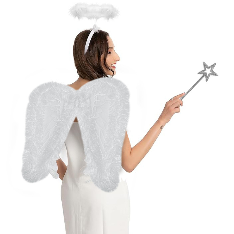 亚马逊热卖翅膀天使三件套 摄影道具装饰翅膀 天使翅膀万圣节道具