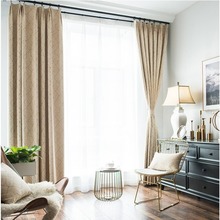 绒布美式雪尼尔简约现代客厅年卧室遮光窗帘成品布艺跨境
