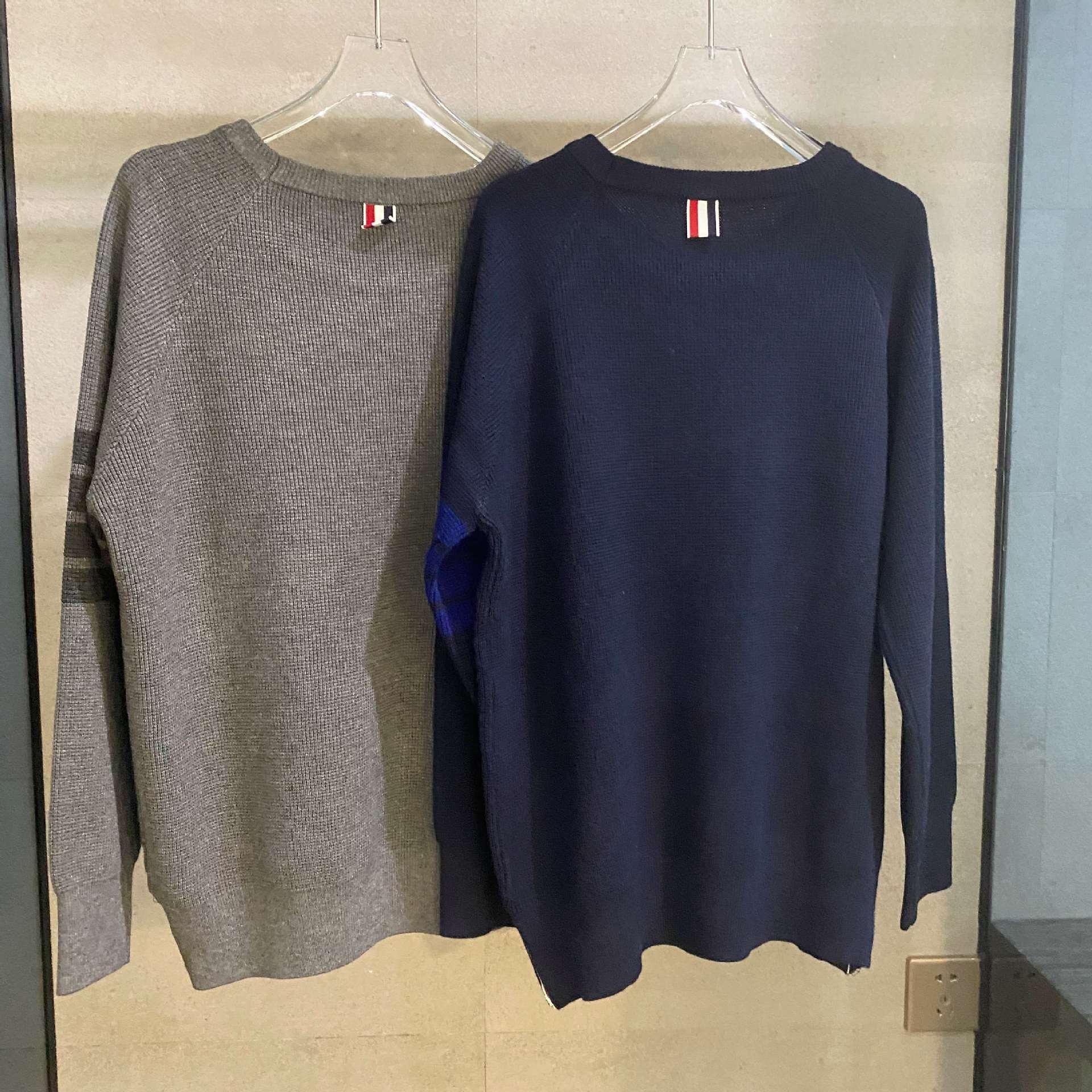 tb针织华夫格休闲套装女宽松22秋冬情侣款潮牌卫衣长裤两件套装