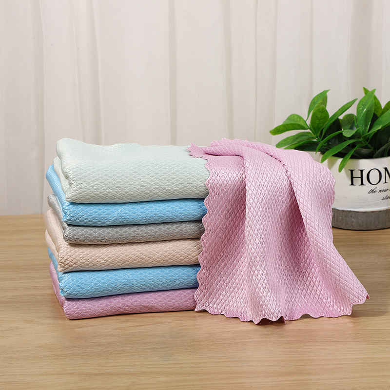 鱼鳞抹布加厚升级大洗碗布擦玻璃鱼鳞布水印吸水不掉毛鱼鳞纹抹布