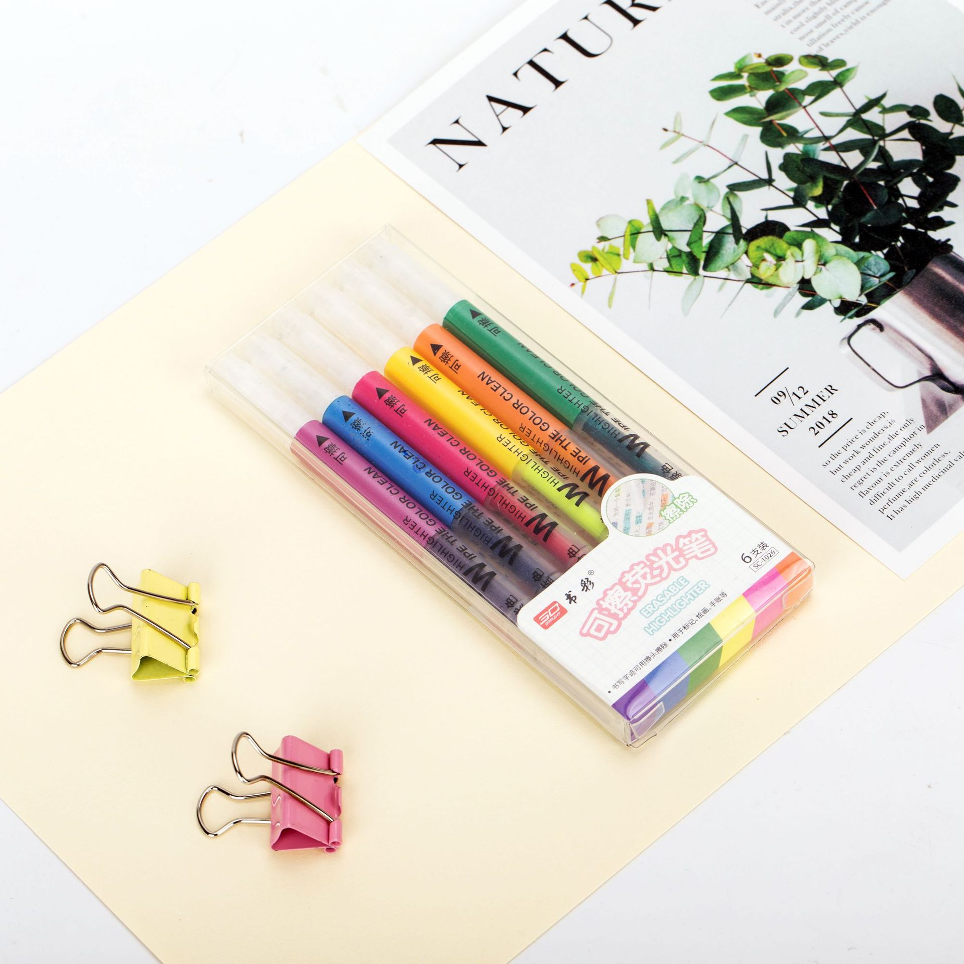 Erasable Fluorescent Pen Student Notes Key Mark Color-Eliminating 6-Color Combination Set Graffiti Hand Account Factory Direct Supply