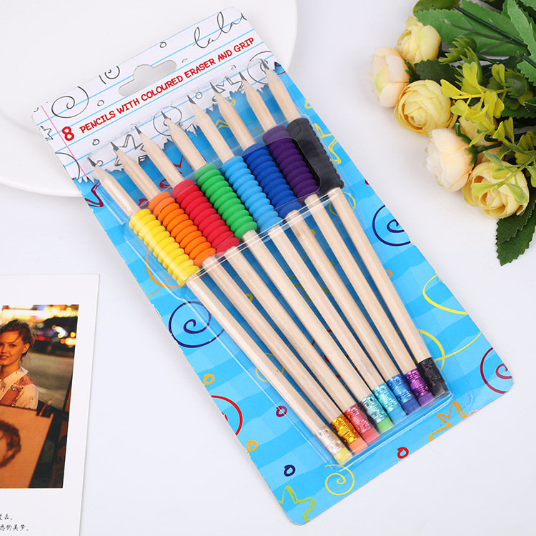 Hb Pencil Holding Device Pencil Set Children's Writing Pencil Foreign Trade Pencil Factory Direct Sales