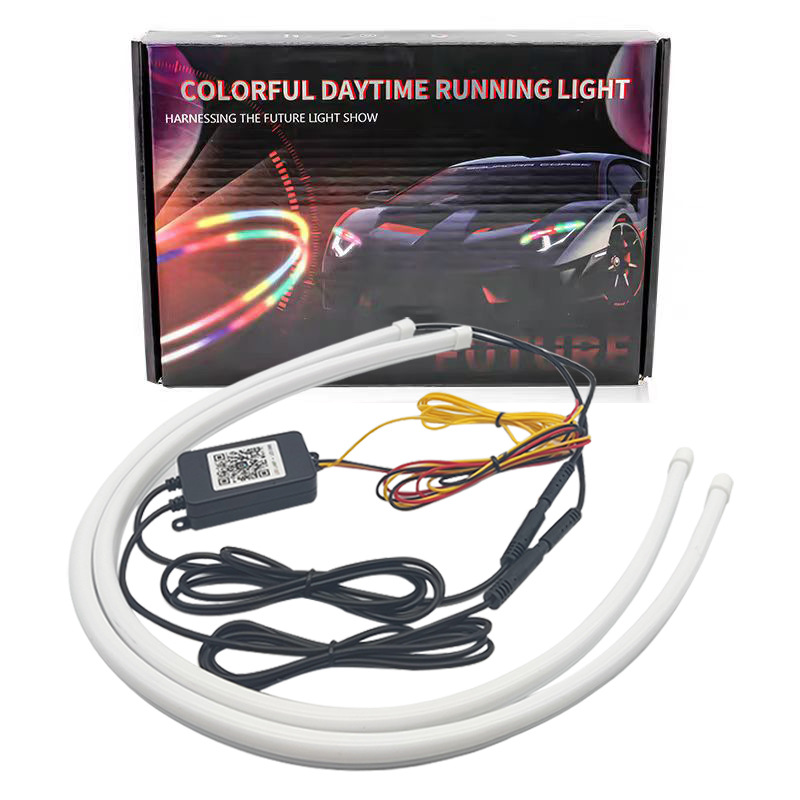 car led light headlight start scanning daytime running lamp magic color light guide two-color running water with steering driving lamp