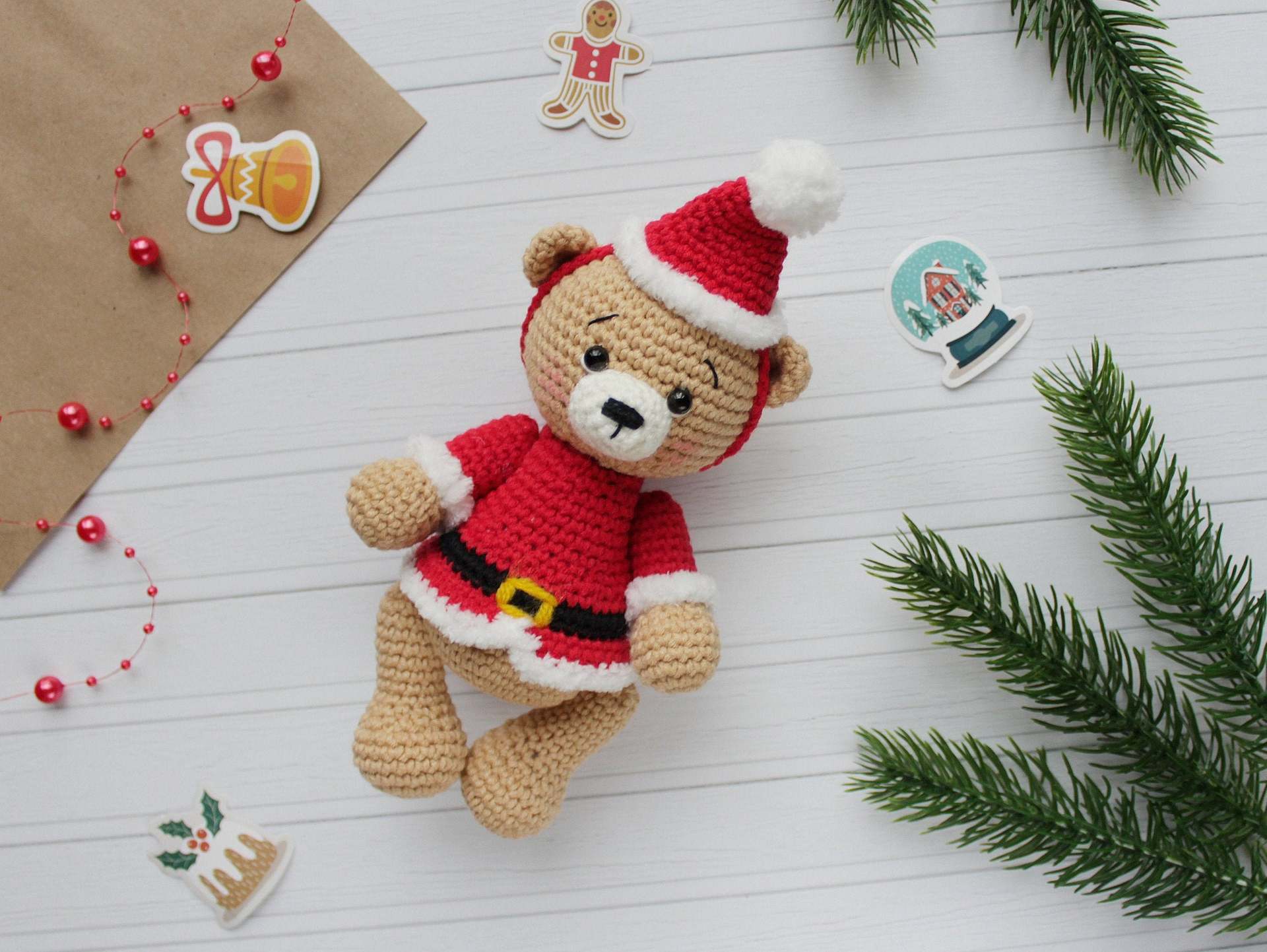 手工针织玩偶公仔厂家定制圣诞老人小熊编织人物娃娃来图来样定制