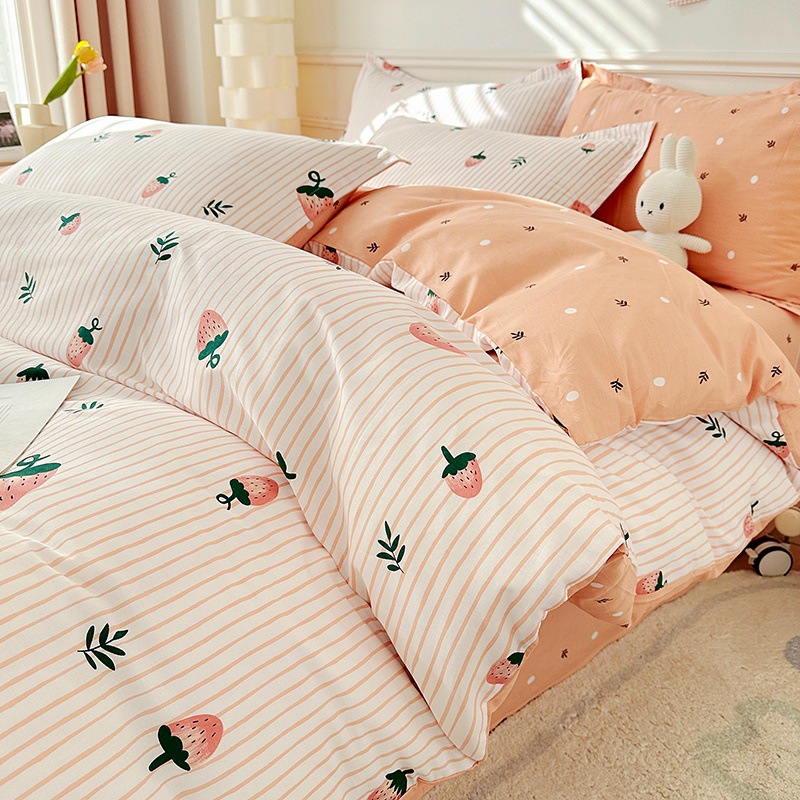 Four-Piece Set Pure Cotton All Cotton 2024 New Bedding Bed Sheet Quilt Cover Student Dormitory Single Bed Three-Piece Set