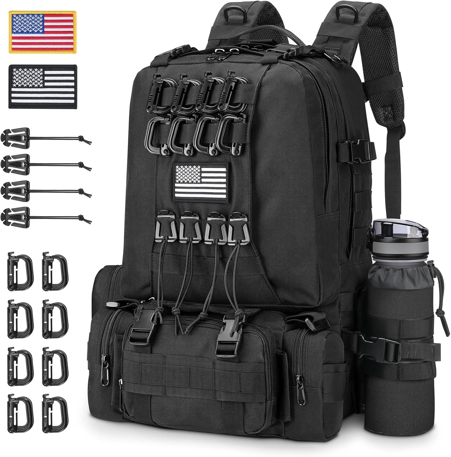 大型战术背包60l可拆卸双肩包黑色-阿里巴巴