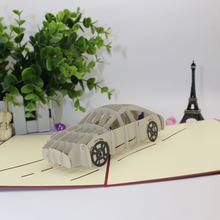 跑车车辆模型3D立体贺卡纸质工艺品雕刻镂空设计印刷工厂烫金剪纸