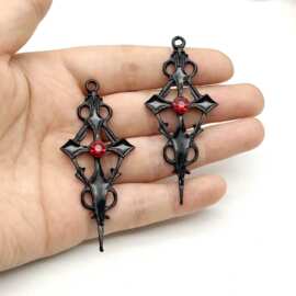 新款diy饰品配件 合金滴油撒旦十字架吊坠配件耳饰项链手机挂件批