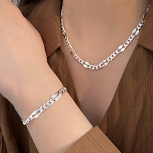 持恒S925纯银重工古巴侧身项链女小众设计ins冷淡风个性百搭颈链