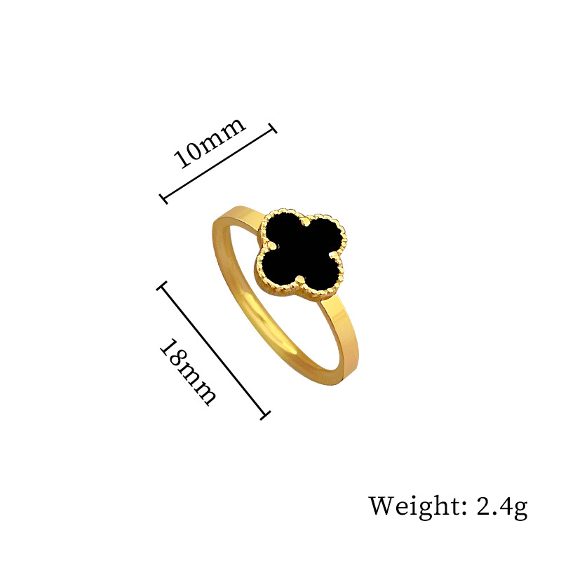 [No Fading] Clover Titanium Steel Cold Wind Disco Ring Men and Women Ins Fashion Personality Simple Index Finger Ring