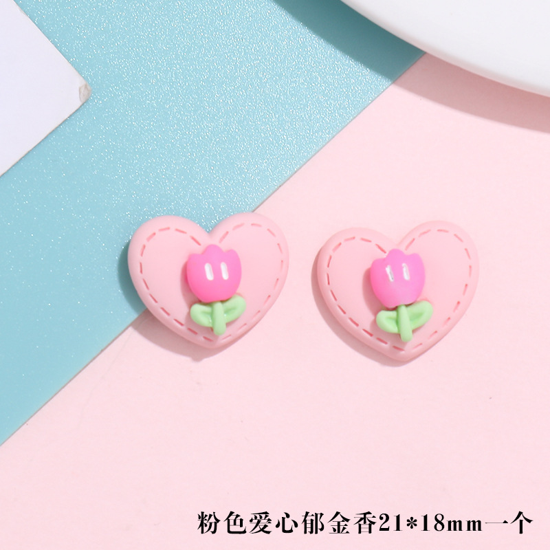 Heart Tulip Little Flower Cream Glue Phone Case Resin Hairpin Ornament DIY Handmade Ingredients Accessories