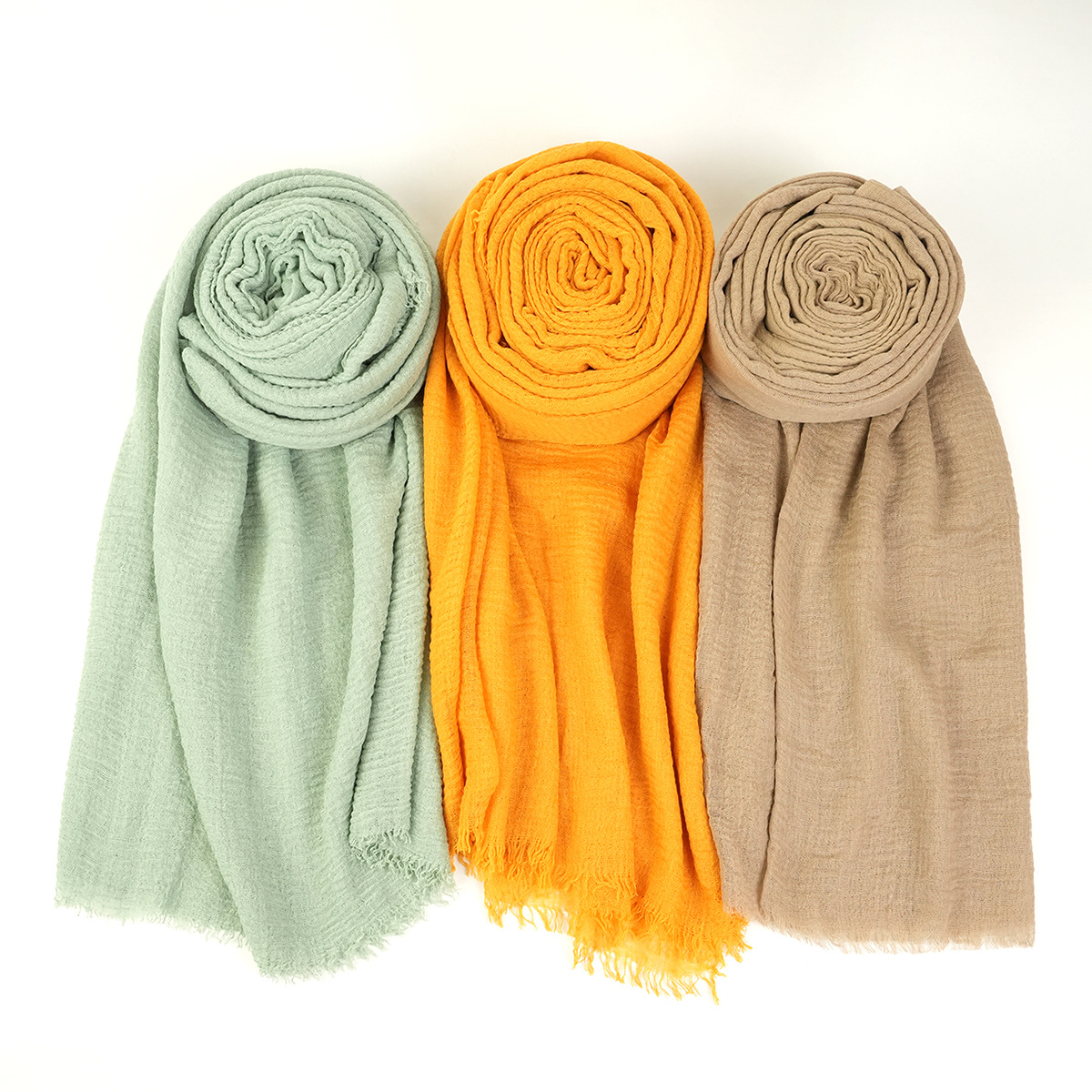 Exclusive for Cross-Border New 1 Group 3 Pack Solid Color Cotton and Linen Scarf Women's Artistic Sunscreen Scarf Small Scarf Beach Scarf