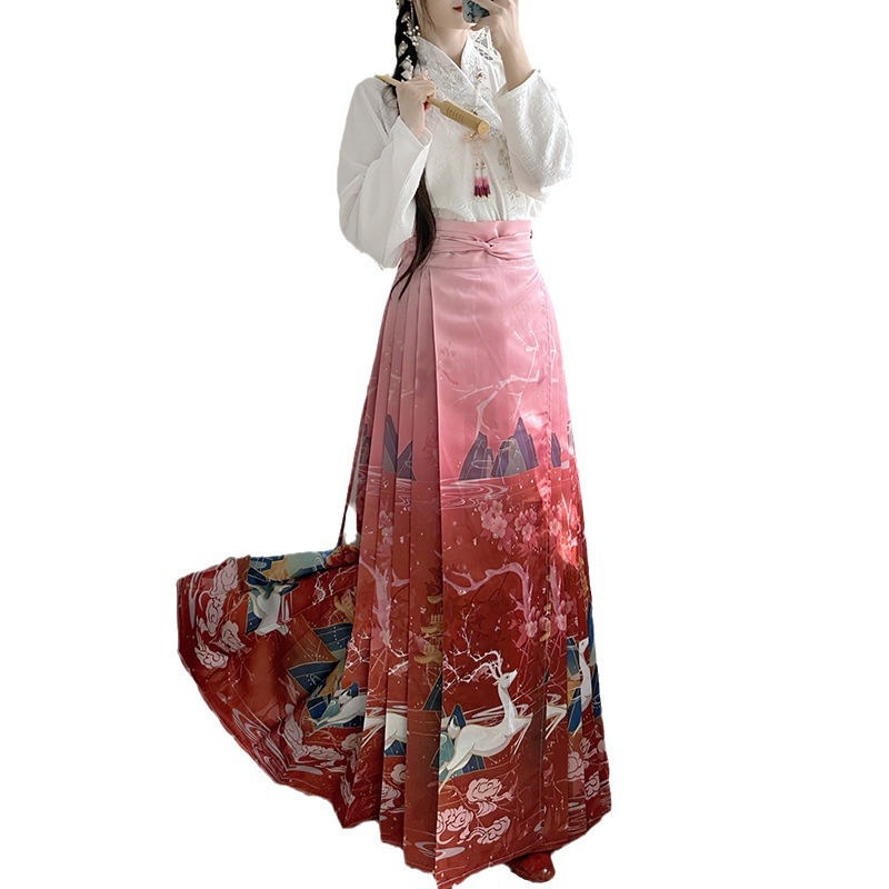 Ming Women's Han Chinese Clothing 2023 New Adult Four Seasons Improved Horse-Face Skirt Suit Chinese Style Super Fairy Ancient Costume