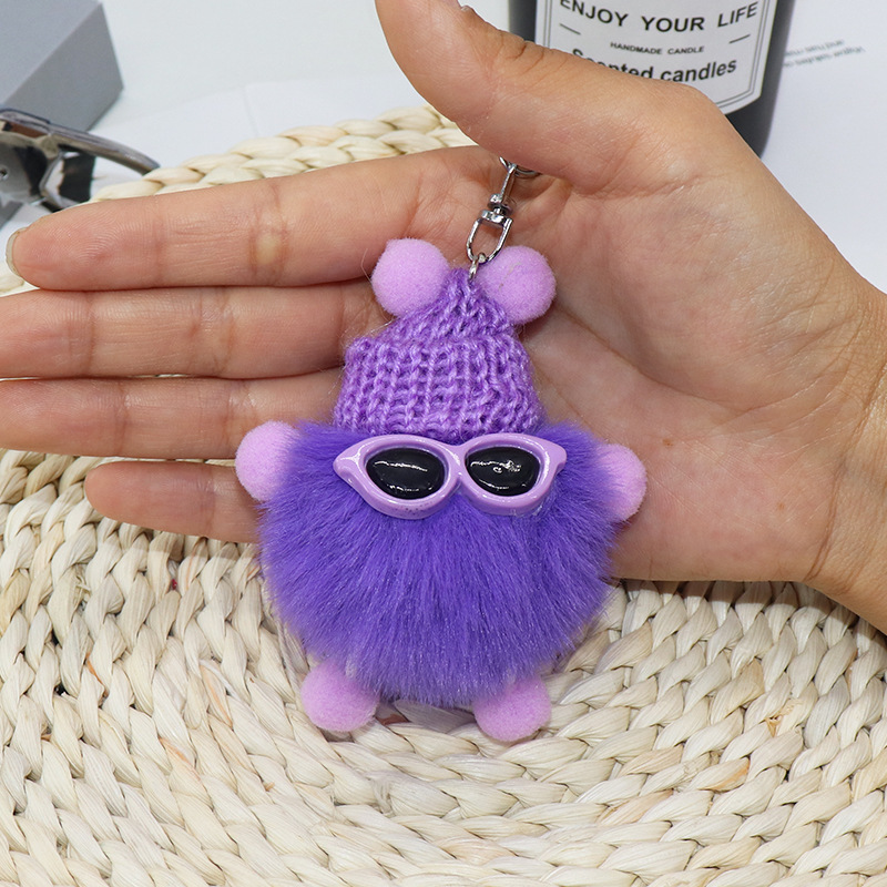 Imitation Plush Briquette Pendant Car Key Bag Cartoon Plush Doll Pendant Key Ring Cute Solid Color Accessories