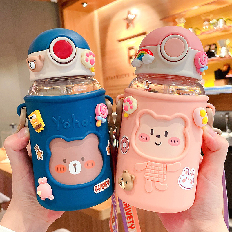 Cute Straw Water Cup Children's Summer Female Student Good-looking Large Capacity Plastic Cup