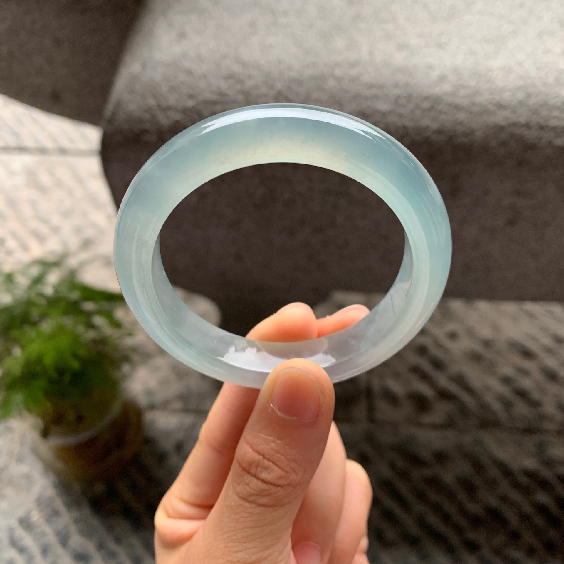 缅甸老坑翡翠手镯透水润冰种圆条玉镯子晴水飘绿花玉石镯子少女款