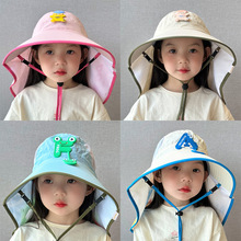 儿童帽子防紫外线护脖大檐遮阳帽男女童护颈披肩防晒帽宝宝渔夫帽