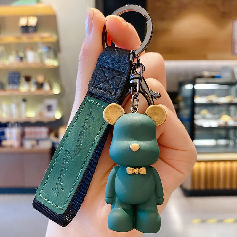 Creative Nordic Bow Bear Keychain Cute Girl Bear Backpack Pendant Female Couple Car Key Chain Ornaments