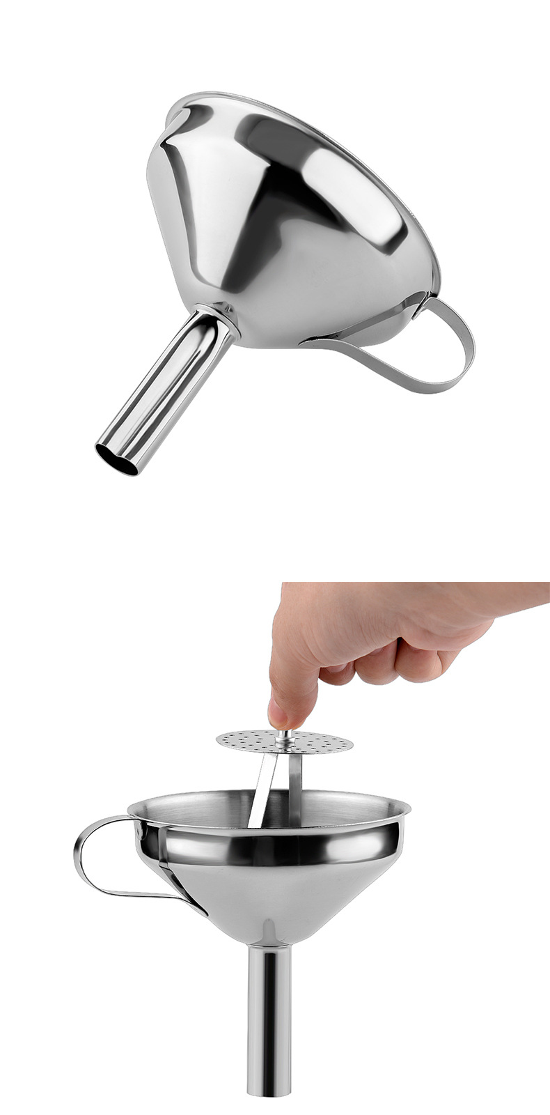 不锈钢漏斗201酒漏斗家用厨房用品滤渣大号酒漏子油漏带网过滤器