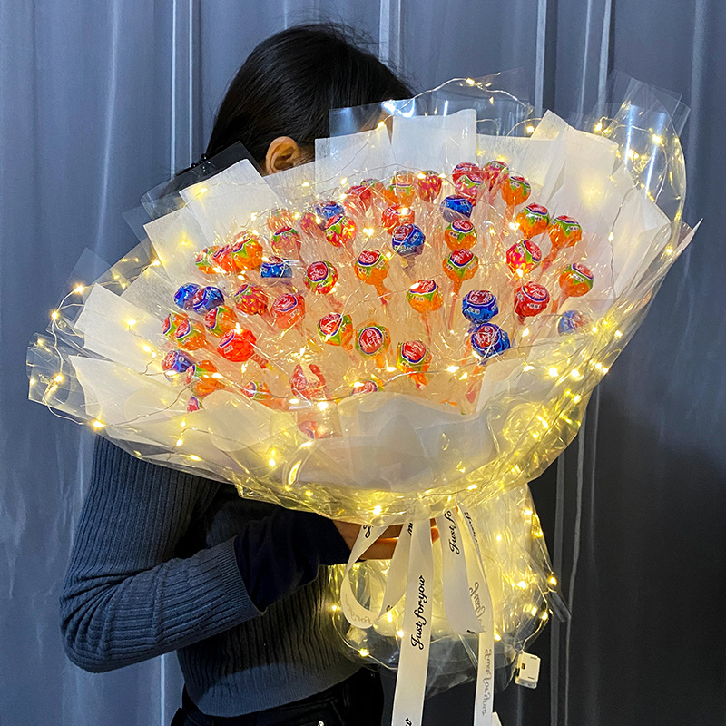 网红棒棒糖花束diy材料包 520 生日礼物情人节手捧手工糖果零食包