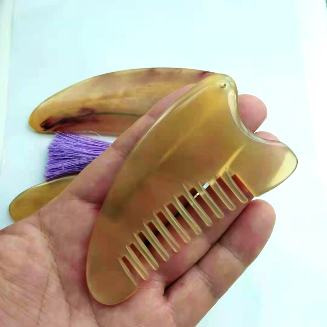 便携式羊角刮痧梳 羊角面部刮痧板按摩刮痧片 旅游景点批发