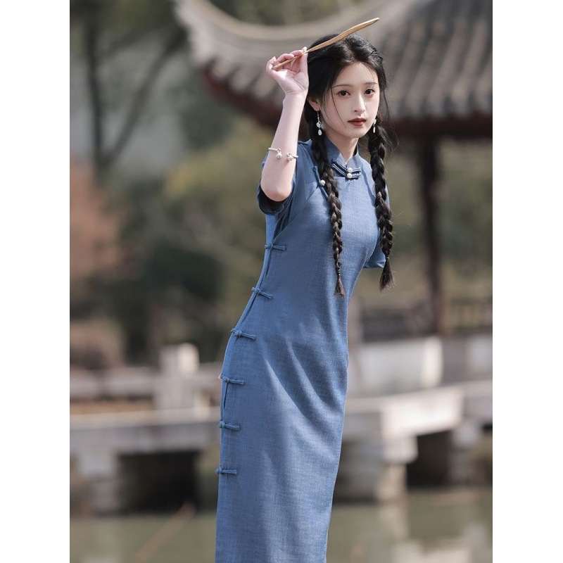 牛仔旗袍外套