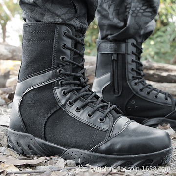 盾郎夏季户外黑色网站战术作战靴登山拓展军训教官作训靴防滑透气