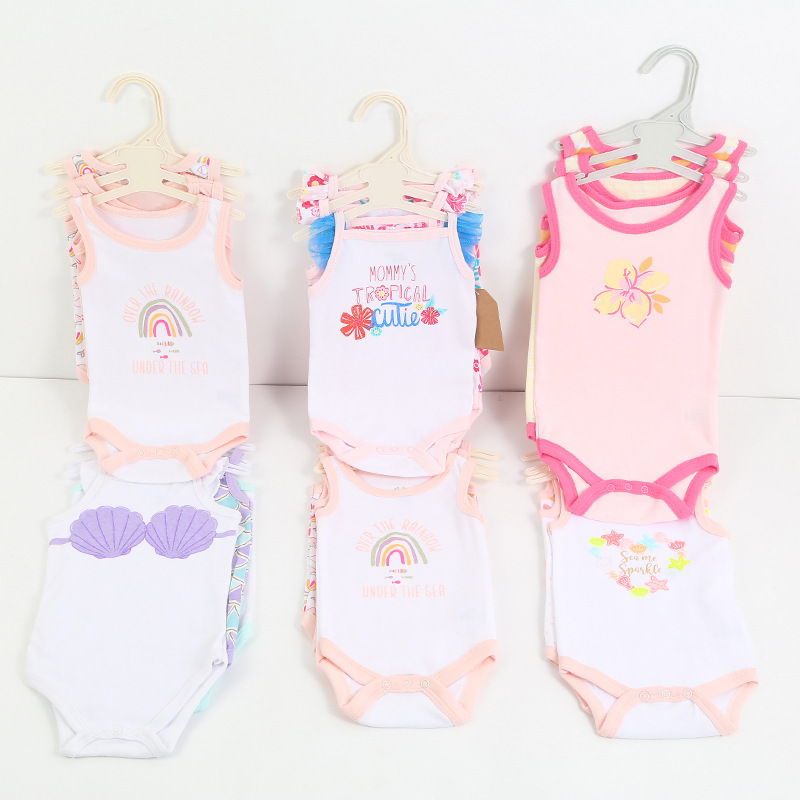 Newborn Cartoon Clothes for Babies Baby Jumpsuits Onesie Cotton Sleeveless Baby Onesie Romper Foreign Trade Direct Supply