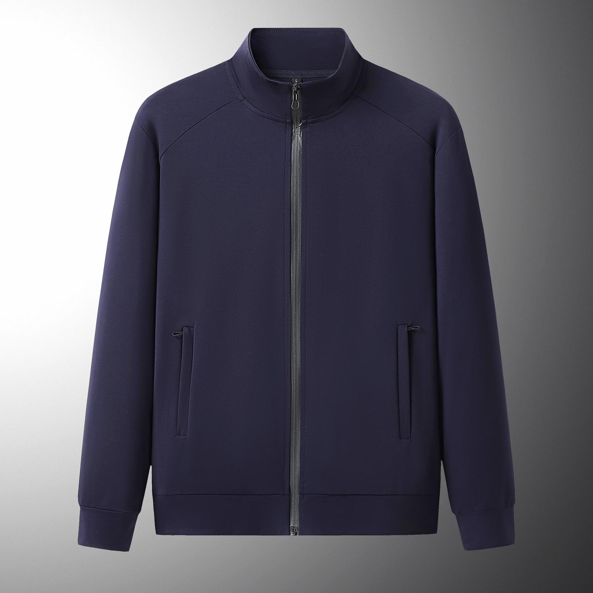 春秋新款男士开衫卫衣纯棉外套休闲运动立领单衣男-阿里巴巴