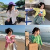 West Rainbow girl knitting Cardigan 2022 Spring and summer new pattern T-shirts Sunscreen Thin section baby Long sleeve air conditioner