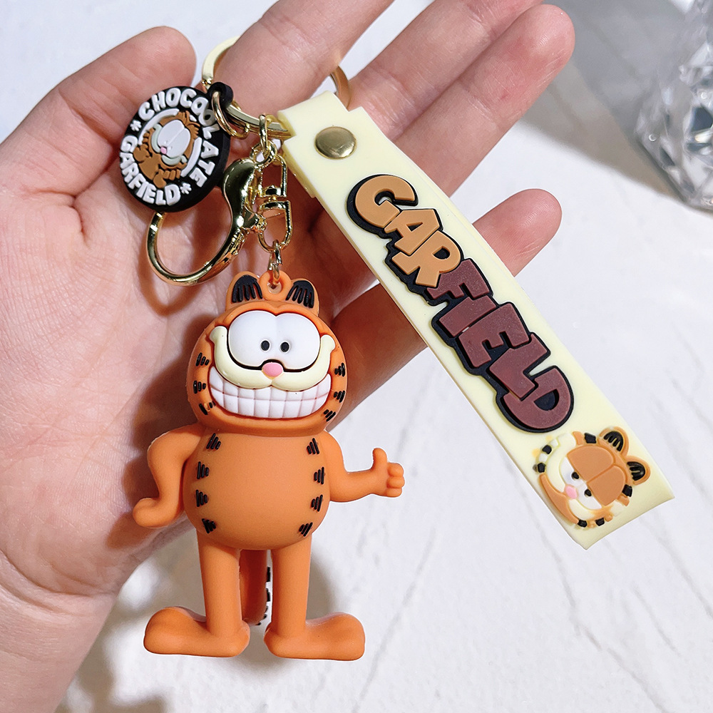 Garfield Orange Funny Cat Cartoon Key Pendants Soft Glue Anime Car Key Chain Ornaments